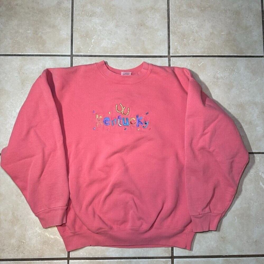 Vintage 90s Kentucky Pink Crewneck Sweatshirt Desert Heat Tag Mens Large Western